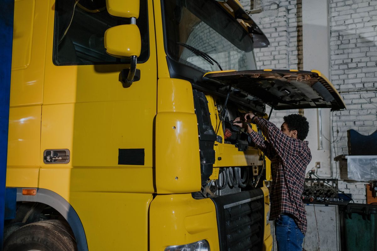 Servicing a diesel truck engine
